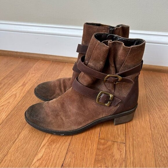 Naturalizer Comfort Brown Leather Buckle Mid Calf Zip Up Boots Women’s Size 8 - Picture 1 of 9